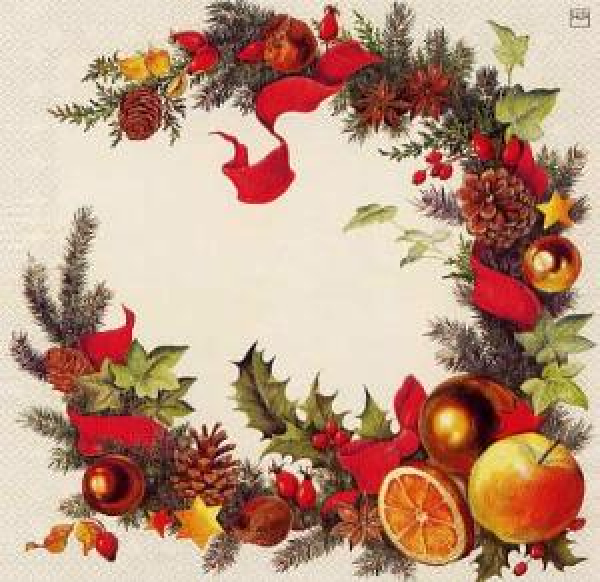 Servietten Weihnachtskranz creme