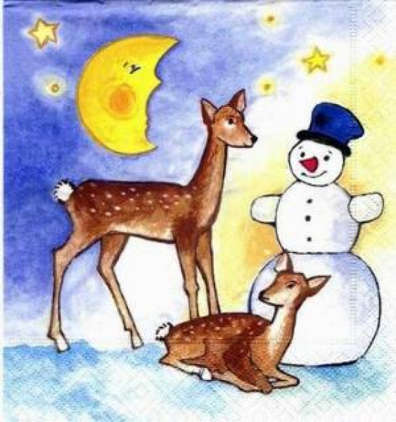 Servietten Deers and snowman