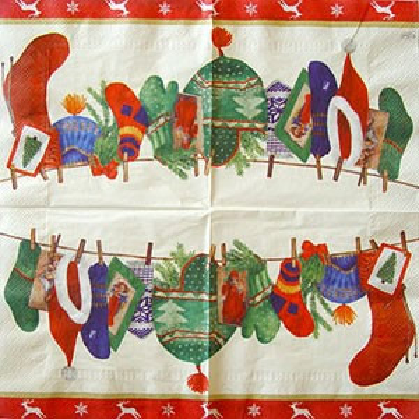 Servietten Clothes Line - red