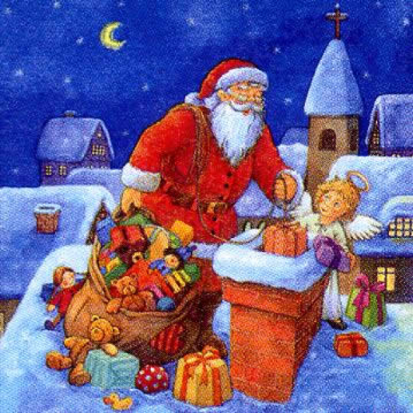 Servietten Santa of the roof