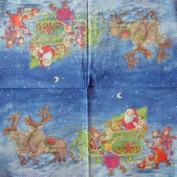 Servietten Sleigh Ride with Santa