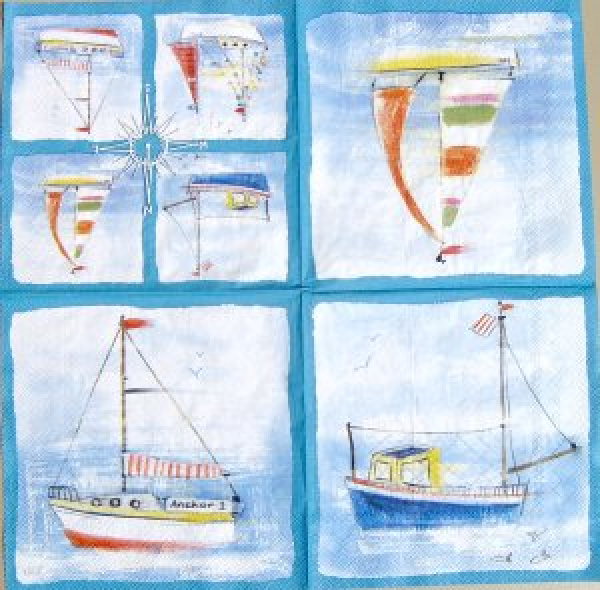 Servietten Sailboats blue