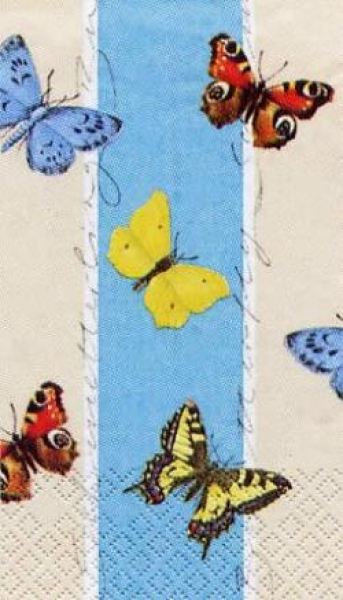 Gästetuch Butterfly & Stripes - aqua/sand