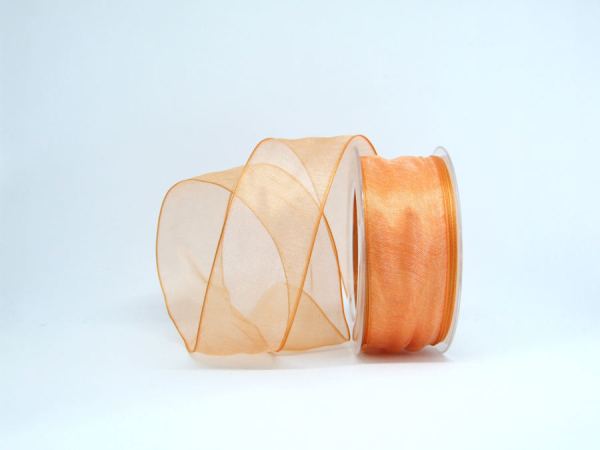 Organza mit Drahtkante - orange - 40 mm - 1 Meter