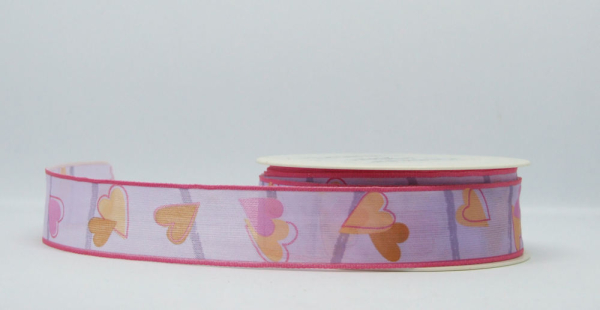 Dekoband Herzen - pink - 1 Meter