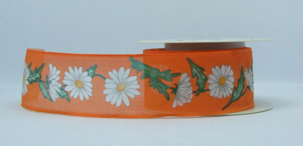 Dekoband Margerite - orange - 1 Meter