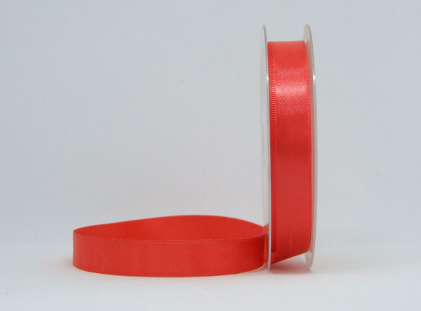Doppelsatinband 15 mm - hellrot - 1 Meter