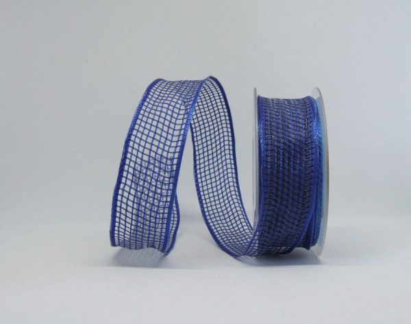 Gitterband blau satiniert - 1 Meter