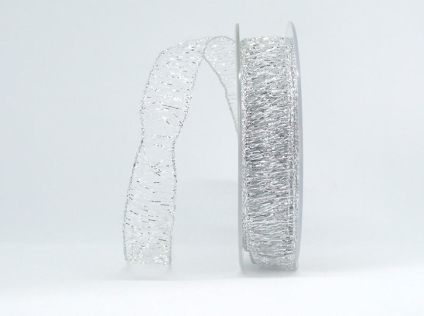 Gitterband metallic - silber - 1 Meter