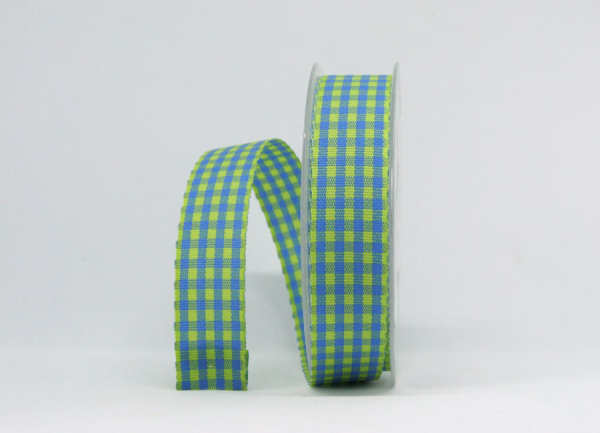 Karoband grün/blau - 25 mm breit - 1 Meter