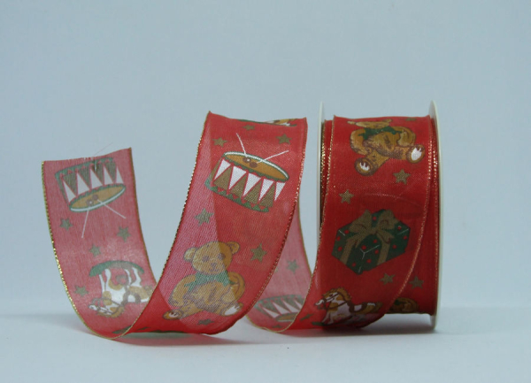 Band Weihnachtsgeschenke rot - 1 Meter