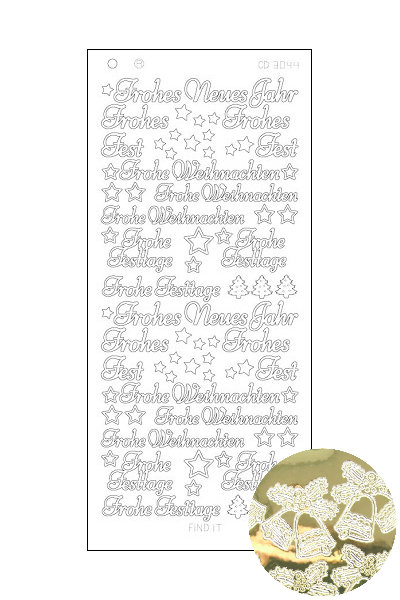 Spiegelsticker Schriftzug - Neujahrs- & Weihnachtswünsche - gold