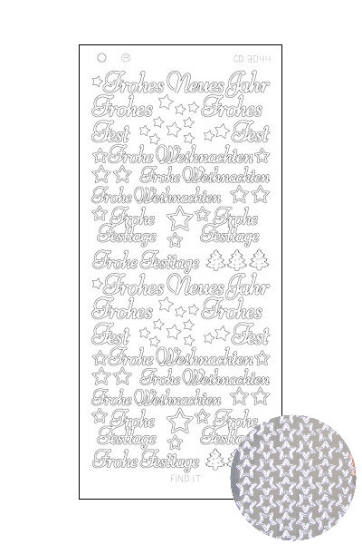 Spiegelsticker Schriftzug - Neujahrs- & Weihnachtswünsche - silber