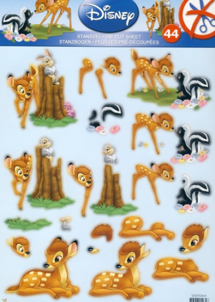 3D Stanzbogen   Disney Animals Nr. 44   1 Bogen DIN A4, vorgestanzt