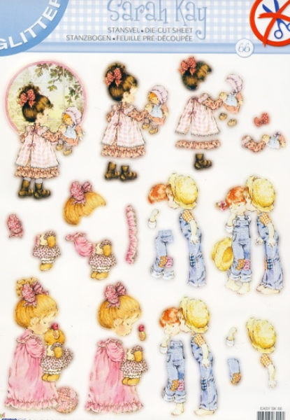 3D Stanzbogen mit GlitterSarah Kay Nr. 661 Bogen DIN A4, vorgestanzt