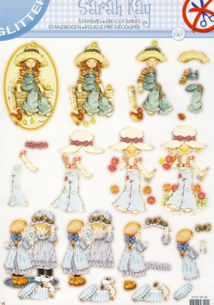 3D Stanzbogen mit GlitterSarah Kay Nr. 681 Bogen DIN A4, vorgestanzt