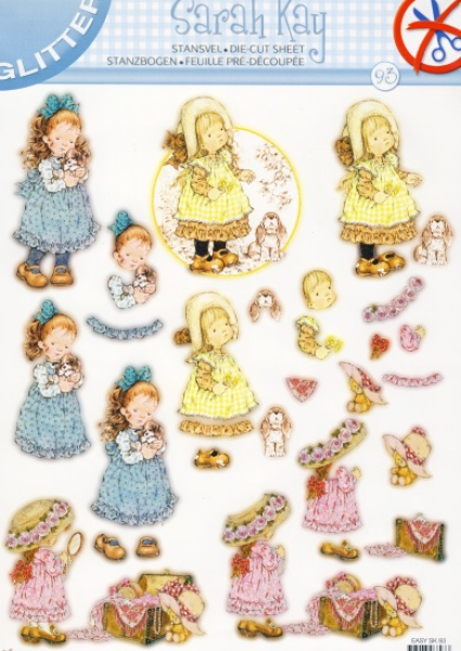 3D Stanzbogen mit GlitterSarah Kay Nr. 931 Bogen DIN A4, vorgestanzt