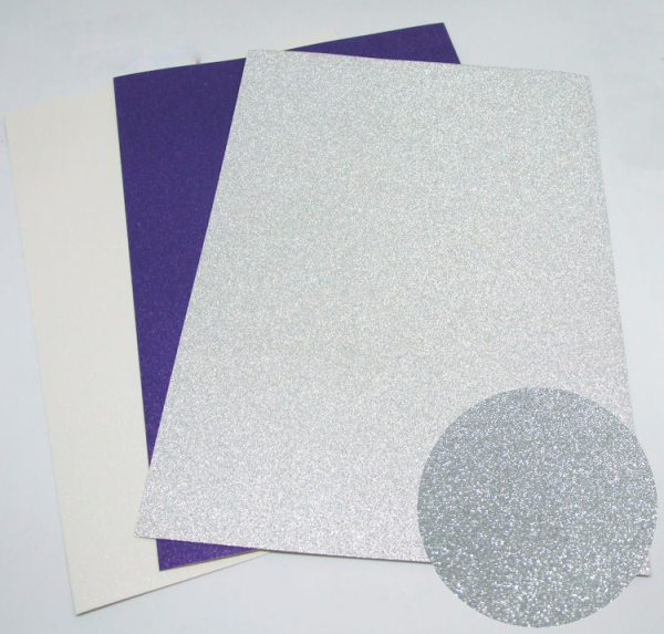 Luxus-Glitterkarton 'Glittering Snowflakes' - silber