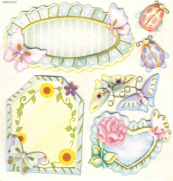 3-D Sticker / Embellishments   Rahmen und Insekten, 7tlg.