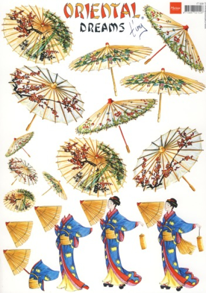 3D-Bogen - Oriental Dreams - Geisha + Sonnenschirm