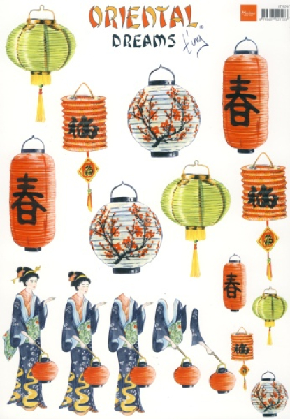3D-Bogen - Oriental Dreams - Geisha + Lampions