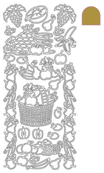 Sticker Früchte - gold   1 Bogen 10x23 cm