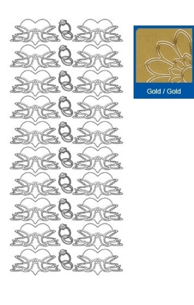 Sticker Tauben mit Herz - gold