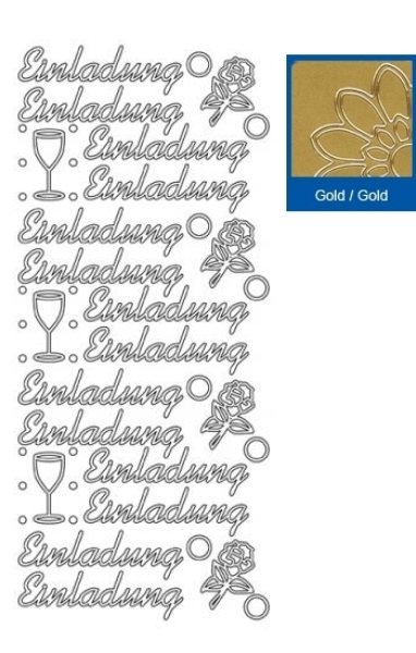 Sticker Einladung, gross - gold