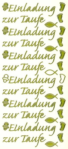 Sticker Einladung zur Taufe - gold   1 Bogen 23x10 cm