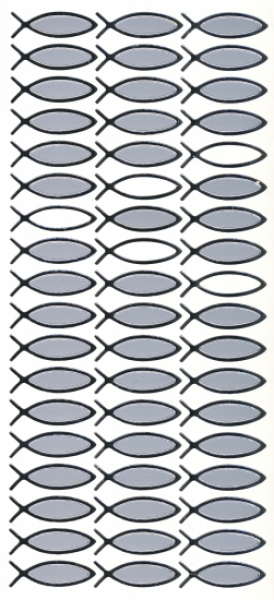 Spiegelsticker Ichthy - Fische 3cm - silber    1 Bogen 10x24 cm