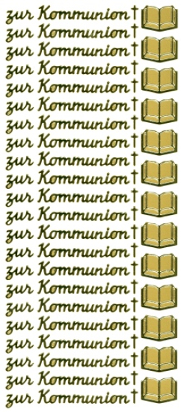 Spiegelsticker Zur Kommunion - gold    1 Bogen 10x24 cm