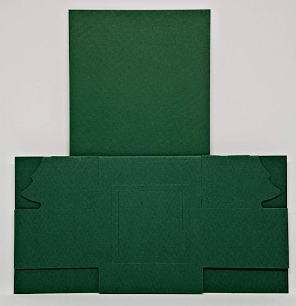 3 Passepartoutkarten "Vier Weihnachtsbäume" DIN Lang - Dunkelgrün