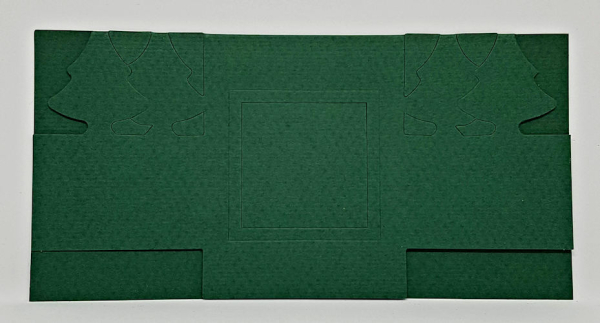 3 Passepartoutkarten "Vier Weihnachtsbäume" DIN Lang - Dunkelgrün