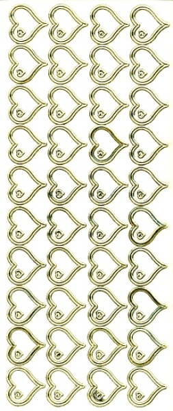 Sticker Herzen - 1952 - transparent/gold 1 Bogen 10x23cm