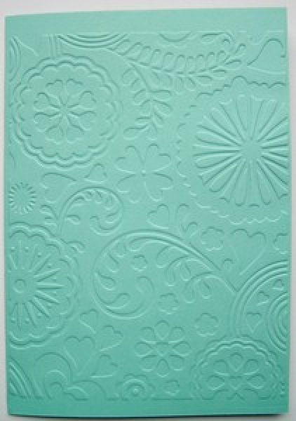 5 Doppelkarten A6 mit Prägemotiv *Floral Fantasy* seegrün - 220g/qm