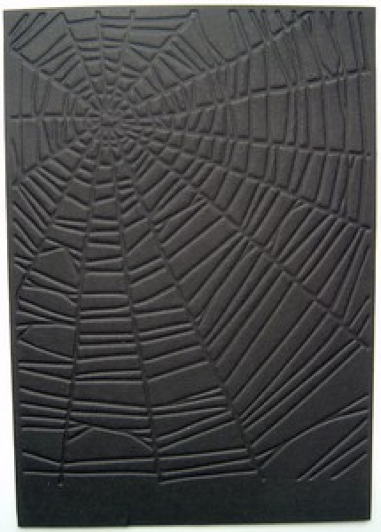5 Karten A6 mit Prägemotiv *Spinnennetz* schwarz - 220g/qm