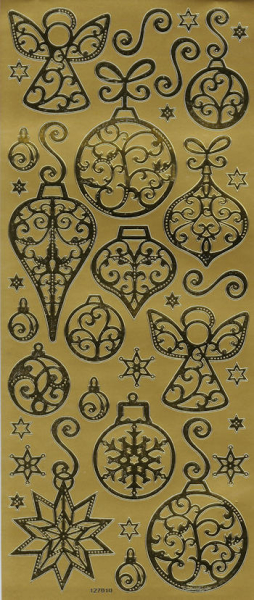 Create Christmas Spiegelsticker Christbaumkugeln und Engel - gold