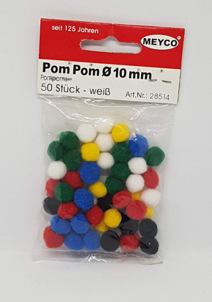 Pom Pom Ø 10 mm, bunt sortiert