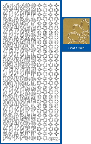 Sticker Stern-/Blätter-Linien - 0874 - gold   1 Bogen 10x23cm