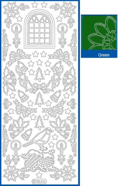 Sticker Weihnachtsmotive - 0953 - grün   1 Bogen 10x23cm
