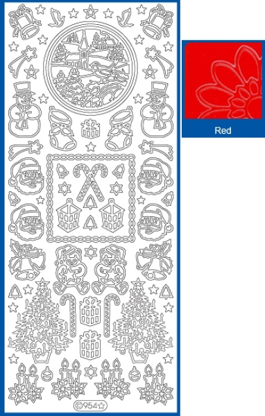 Sticker Weihnachtsmotive - 0954 - rot 1 Bogen 10x23cm