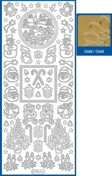 Sticker Weihnachtsmotive - 0954 - gold   1 Bogen 10x23cm