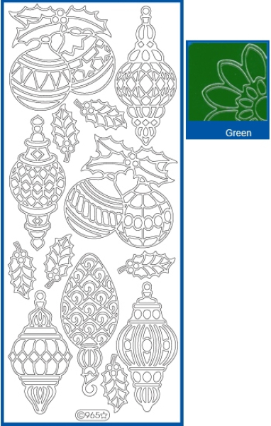 Sticker Christbaumkugeln - 0965 - grün   1 Bogen 10x23cm
