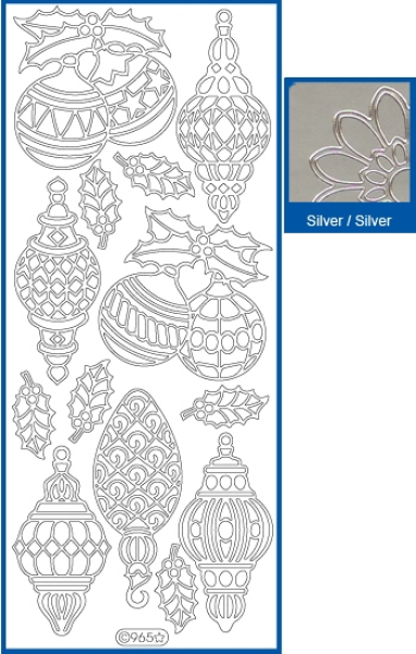 Sticker Christbaumkugeln - 0965 - silber   1 Bogen 10x23cm