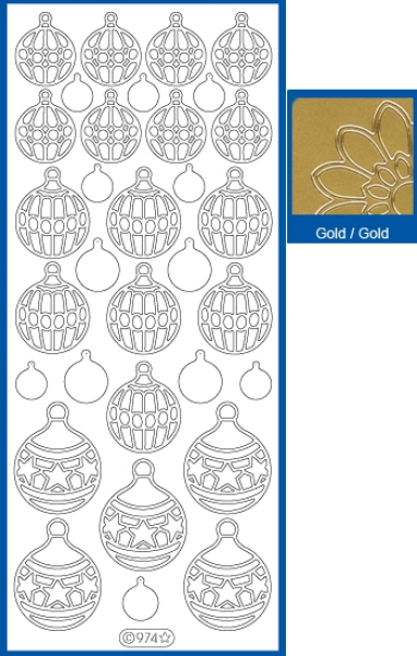 Sticker Christbaumkugeln - 0974 - gold   1 Bogen 10x23cm