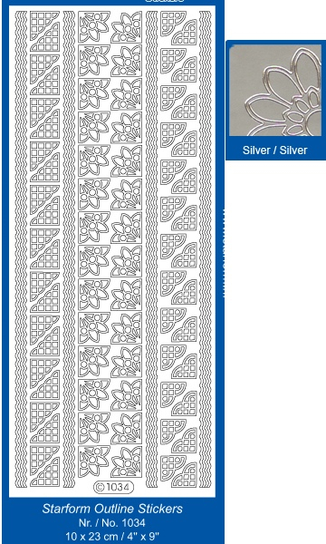 Sticker Ecken + Rand - 1034 - silber   1 Bogen 10x23cm