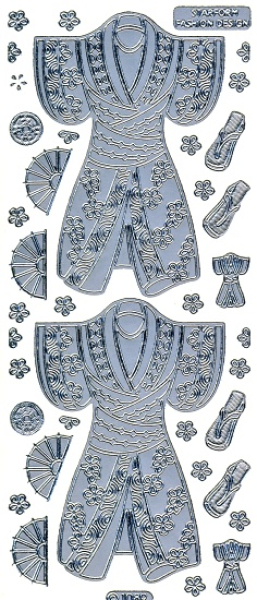 Sticker Asia - Kimono - 1089 - silber   1 Bogen 10x23 cm