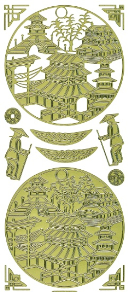 Sticker Asia - Pagode / Tempel - 1163 - gold   1 Bogen 10x23 cm
