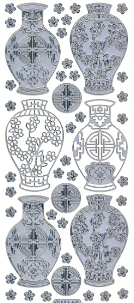 Sticker Asia - Vasen - 1164 - silber   1 Bogen 10x23 cm