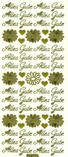 Sticker Alles Gute - 423 - gold   1 Bogen 23x10 cm